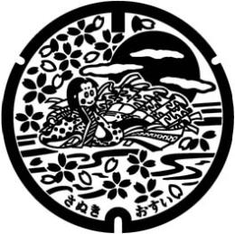 かぐや姫をデザインしたマンホール蓋