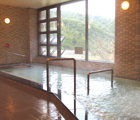 景色が見える浴場の写真