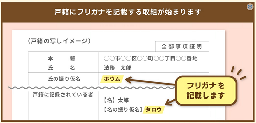 戸籍のフリガナ欄の説明図