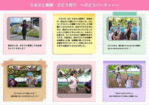 ぶどう狩りの様子を写真と文章で紹介したページ
