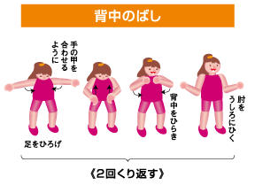 背中のばしの説明イラスト