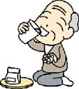 薬を飲む高齢男性のイラスト