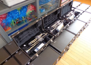 黒いケースに入ったトランペットの写真