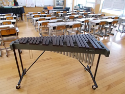 教室に置かれた木琴楽器の写真
