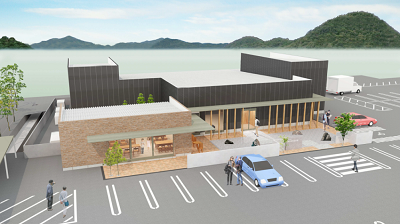 建物の周りに駐車場が設置されているイメージ図