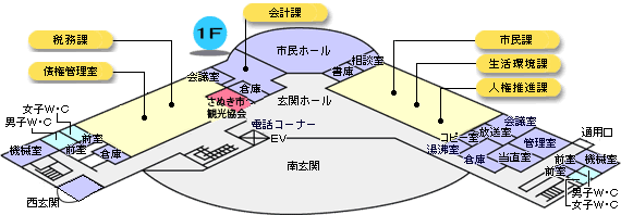 本庁の1階フロアマップ
