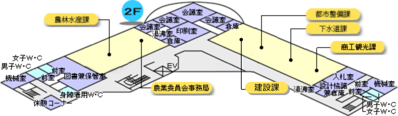 本庁の2階フロアマップ