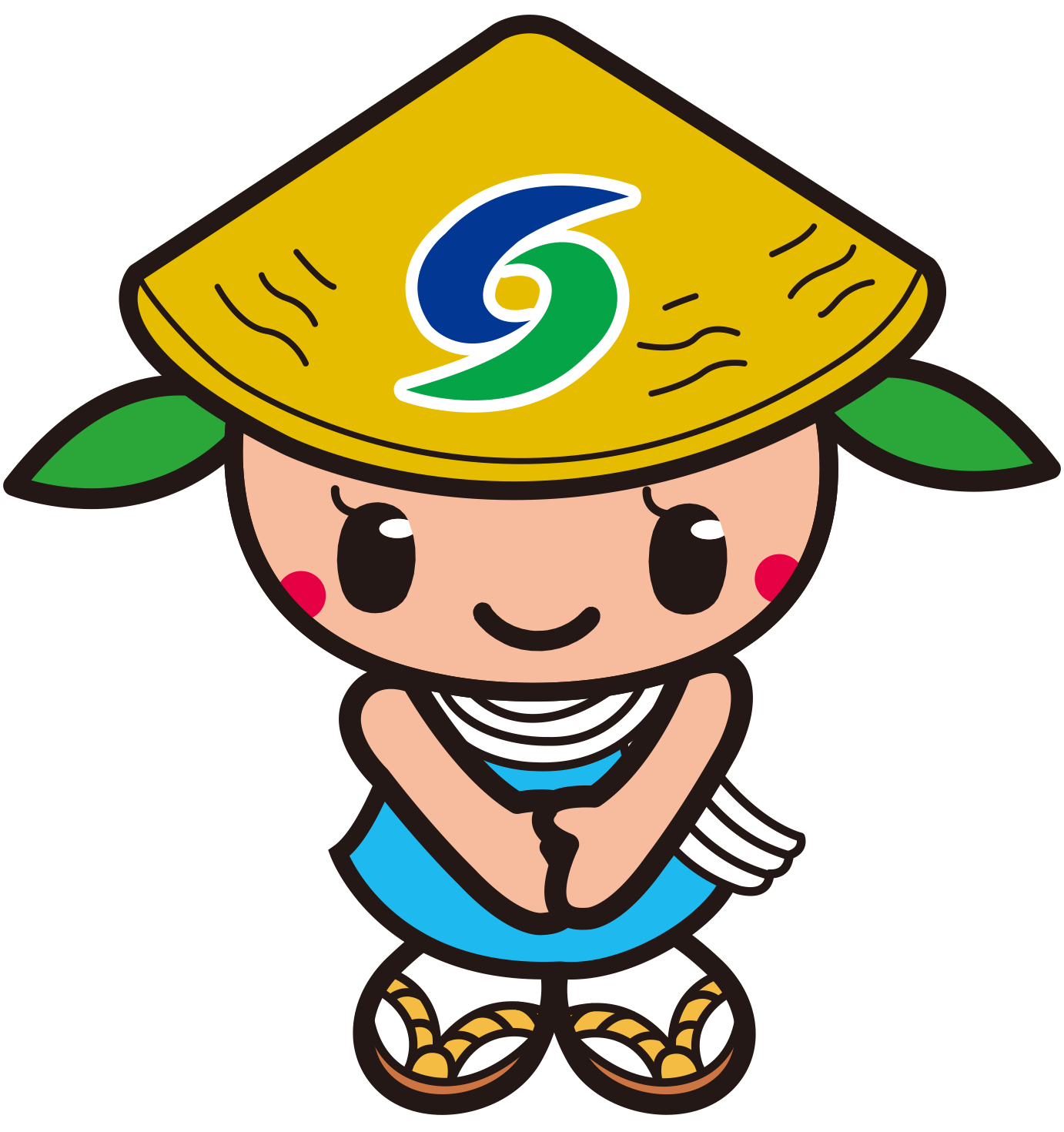 両手を合わせておじぎしているさっき―カラーイラスト