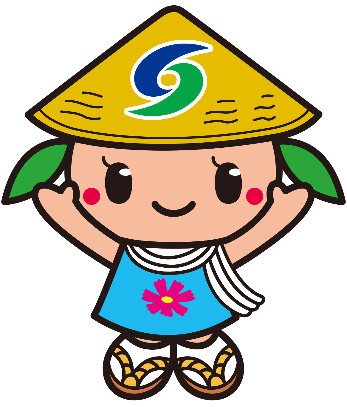 両手を挙げてバンザイをしているさっき―カラーイラスト