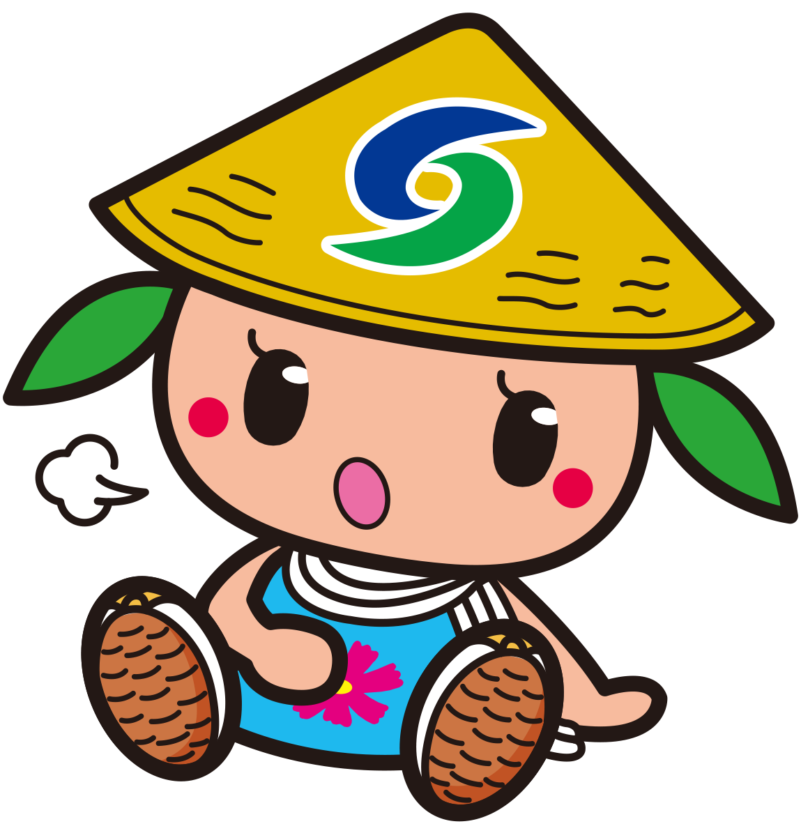 右手をお腹の上に置いてお腹いっぱいになった様子のさっき―カラーイラスト