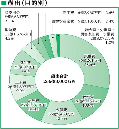 令和4年度一般会計予算の歳出を目的別に示した円グラフ