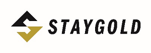 黒色と金色でSとGをかたどったデザインと、黒色で社名が描かれた株式会社STAYGOLDの企業ロゴマーク