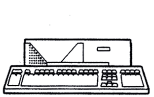 デスクトップ（左）とノートパソコン（右）の白黒イラスト
