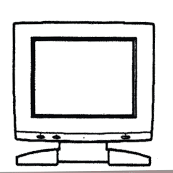 ブラウン管ディスプレイ（左）と液晶ディスプレイ（右）の白黒イラスト